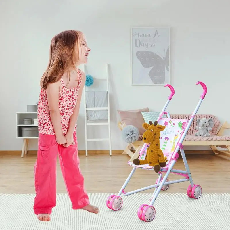 Toy Stroller With Bottom Basket For Kids Dress Girls Ages 3 Gift Girl Doll Accessories