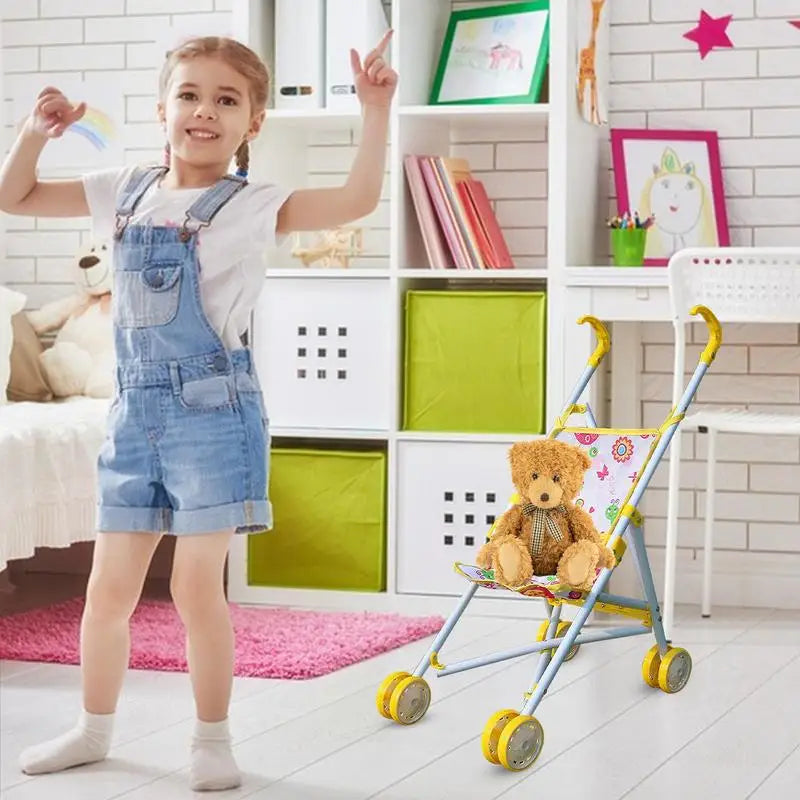Toy Stroller With Bottom Basket For Kids Dress Girls Ages 3 Gift Girl Doll Accessories