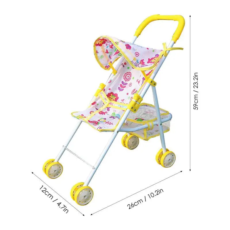 Toy Stroller With Bottom Basket For Kids Dress Girls Ages 3 Gift Girl Doll Accessories